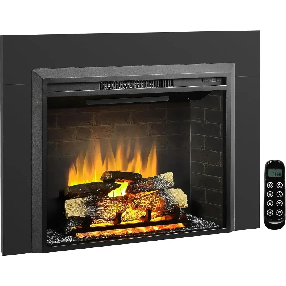Electric Fireplace Insert, Fireplace Heater 750/1500W, Fire Crackling Sound, Adjustable Flame Speed, Remote Control
