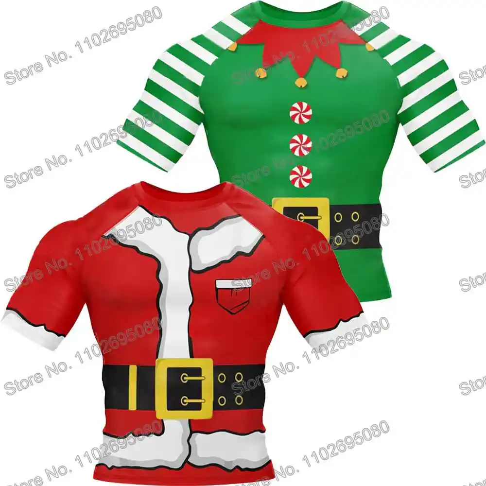 Rash Guard Xmas Santa Claus Surf Clothing Rash Guard for Men Women