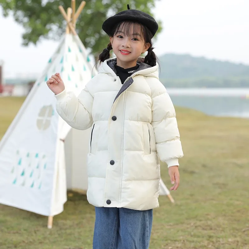 Winter Coats for Kids with Hoods Thicken Puffer Jacket Kids Warm Down Coat Long Boys Girls Cotton Down Jackets Outerwears 