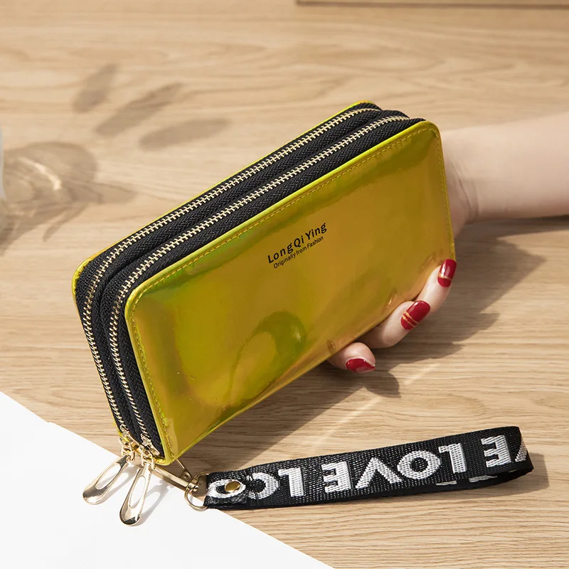 Lady Purses PU Leather Women Wallets Purse Double Zipper Woman Wallet Cards ID Holder Long Moneybag Wristlet Bags