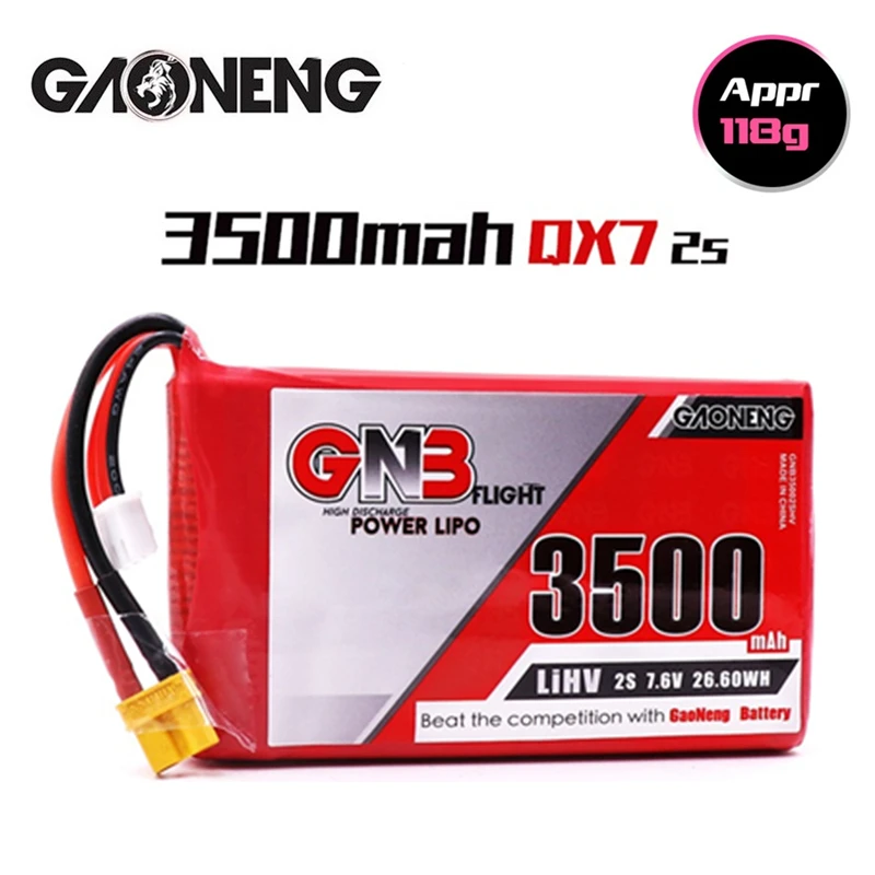 

Литий-полимерный аккумулятор HV MAX 10C GAONENG GNB 2S 7,6 В 3500 мАч для передатчика Frysky Taranis QT7 TX пульт дистанционного управления, детали для радиоуправляемых моделей, аккумулятор 7,6 В