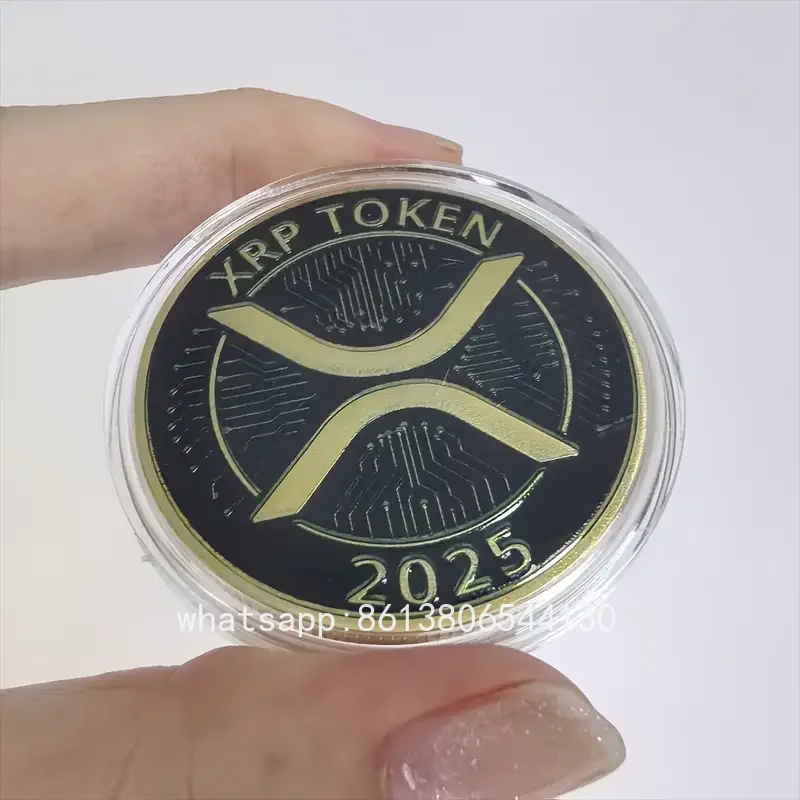 Gold Plated XRP Ripple Commemorative Coin - Premium Crypto Collectible Ornament