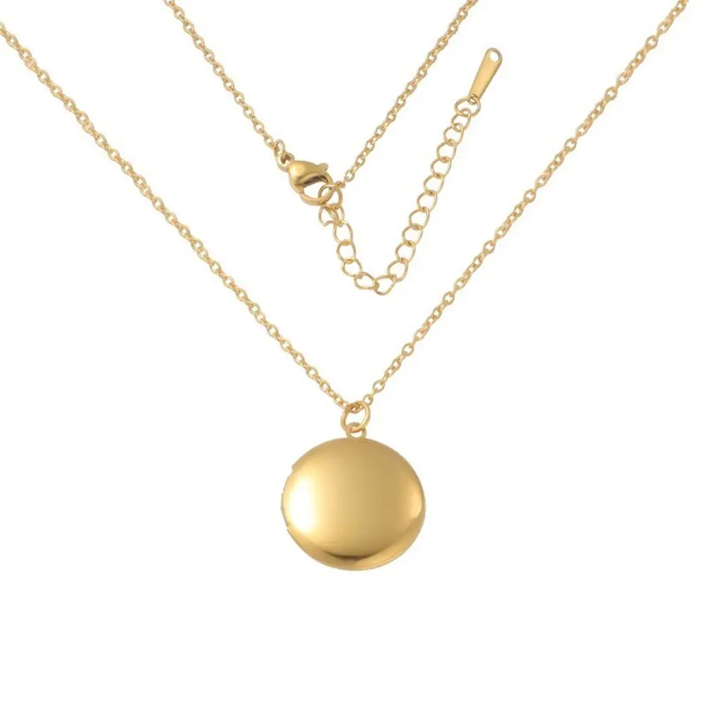 High Quality Round Necklaces Mirror Polish Jewelry Gift Photo Picture Locket Stainless Steel DIY Necklace For Women