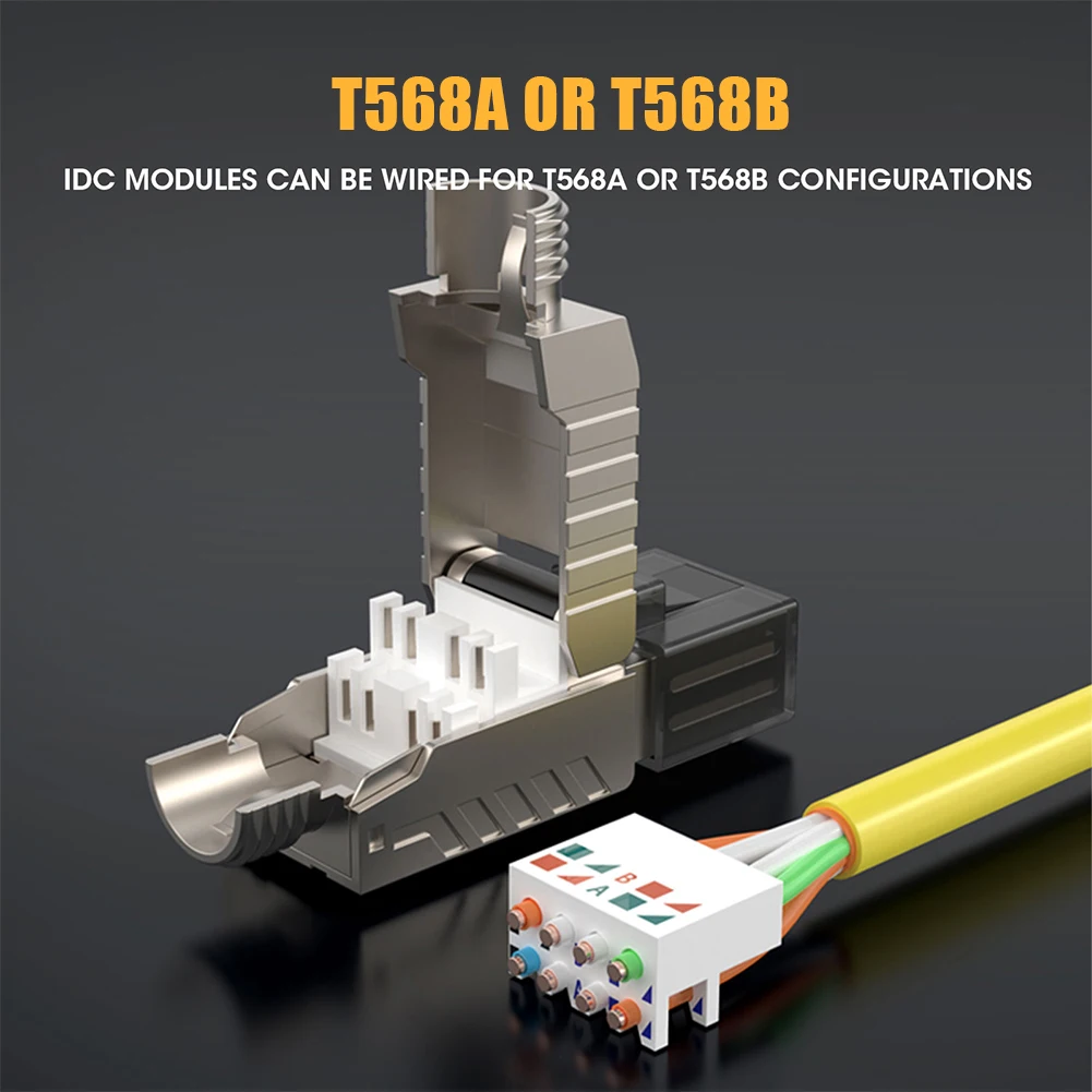 High-Speed Tool-Free RJ45 Ethernet Connectors for Cat8/Cat7/Cat6A Cables