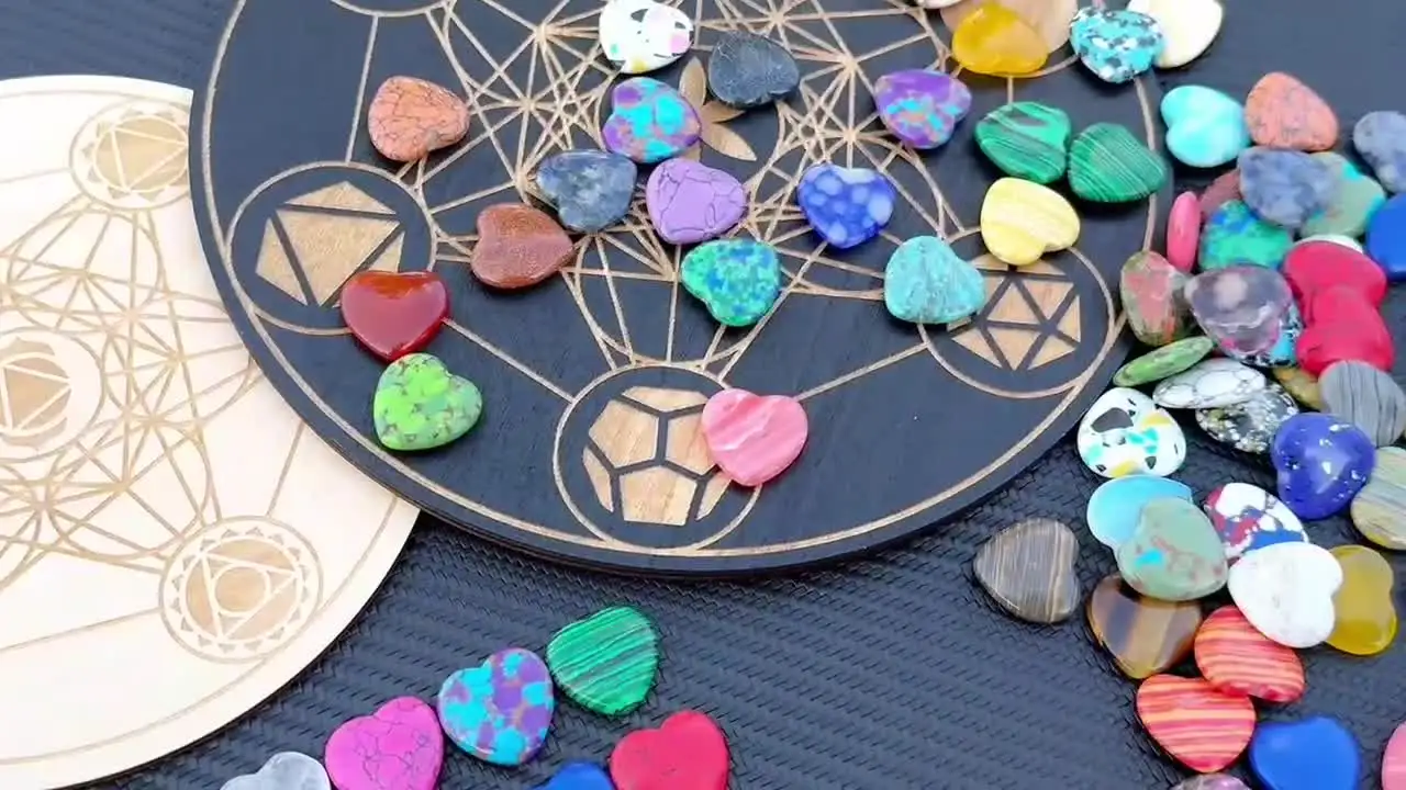 Набор из 10 подвесок натурального хрусталя в форме сердца