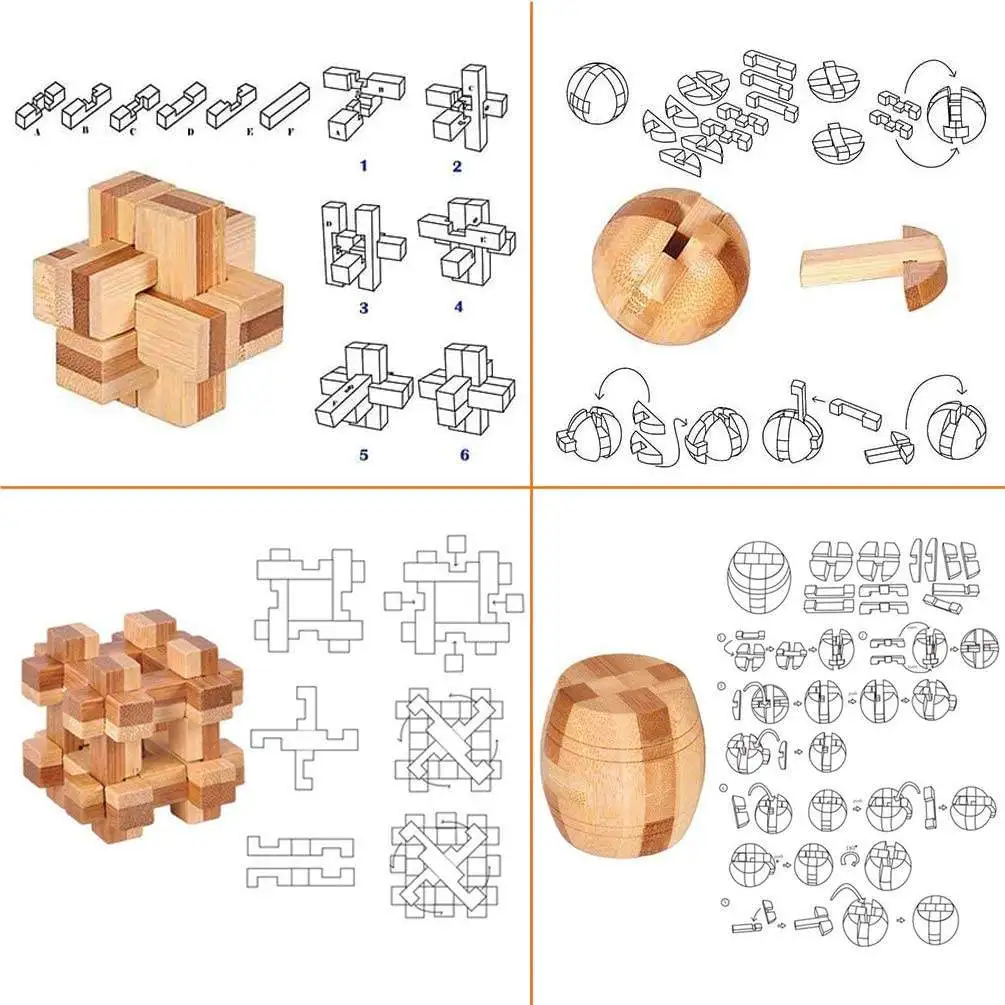 Brain Teaser Puzzle Unlock Interlock Game IQ Test Toy 3D Puzzle Magic Ball  Intelligence Game Educational Toys for Kids Adults 4