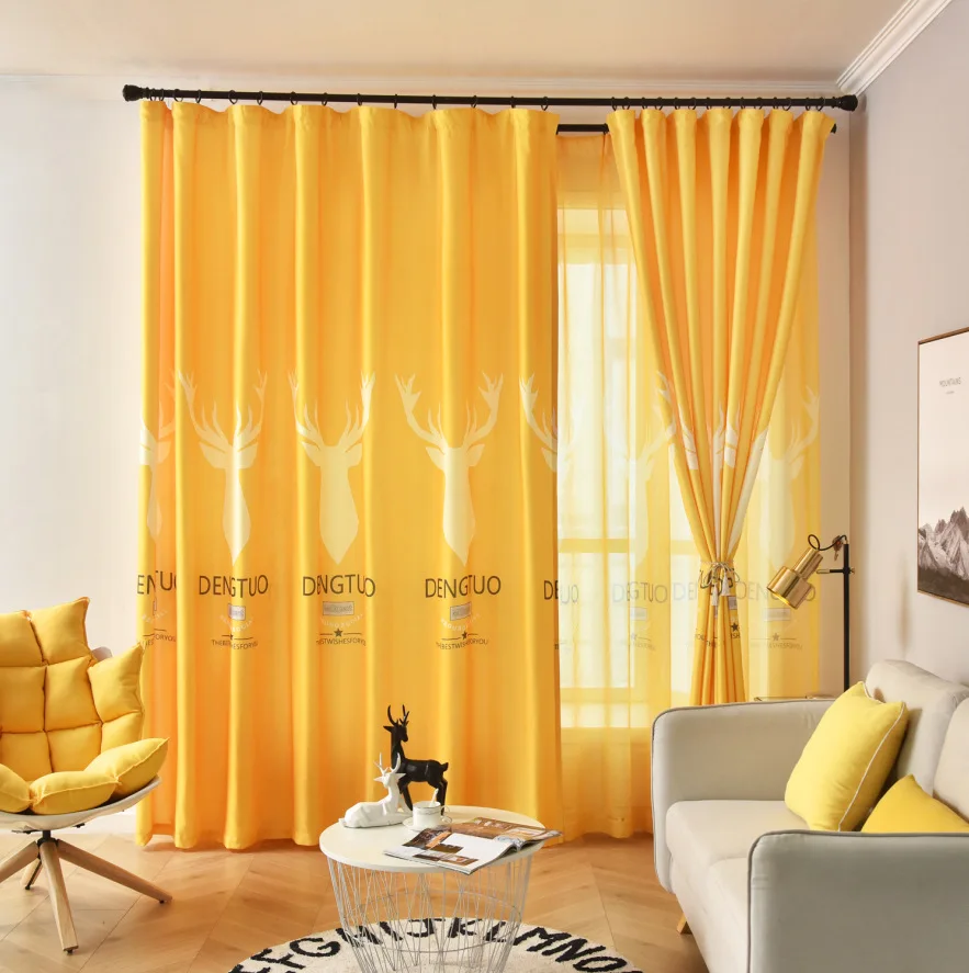 

Nordic Style Digital Personalized Fabric White Silk Instagram Popular Simple Modern Curtains for Living Dining Room Bedroom