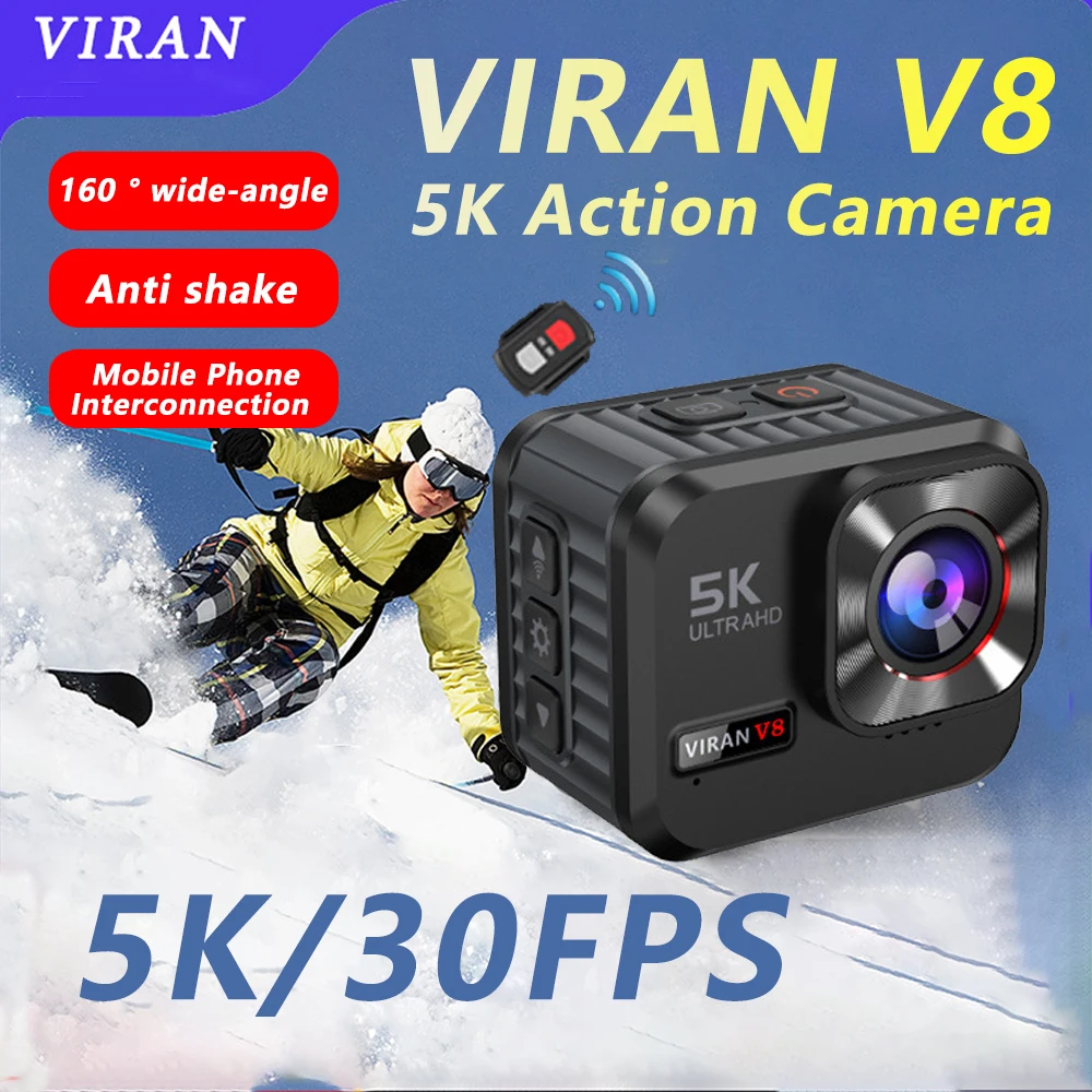 VIRAN V8 Action Camera 5K30FPS With Remote Control Screen Waterproof Sport Camera drive recorder Sports Camera Helmet Action Cam