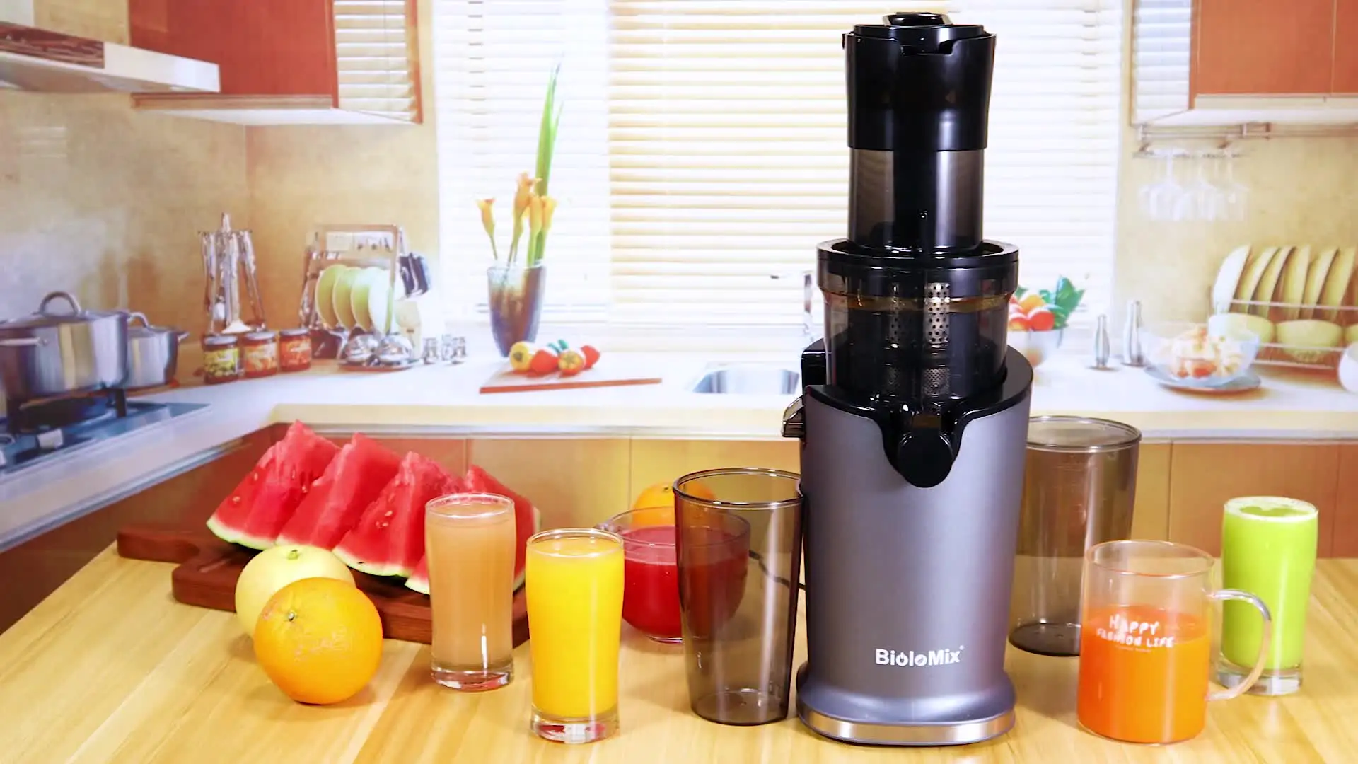 BioloMix Cold Press Juicer with 78mm Feed Chute, 200W 40