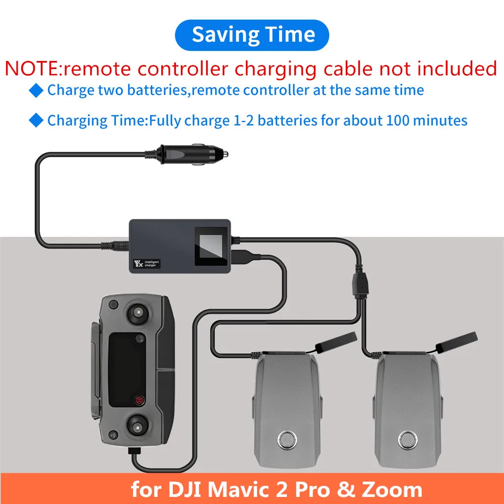 

Digital Display Car Charger for DJI Mavic 2 Pro /Zoom Battery Remote Control Vehicle Charger Portable Intelligent Charging Hub