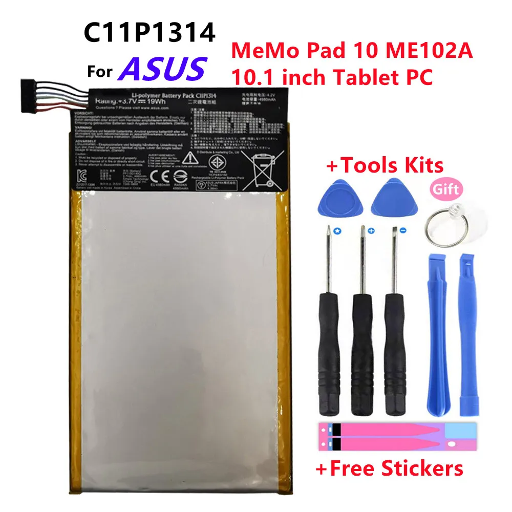 

100% Original C11P1314 Tablet PC Battery For ASUS MeMo Pad 10 ME102A 10.1 inch Tablet PC Batteries Bateria+Free Tools