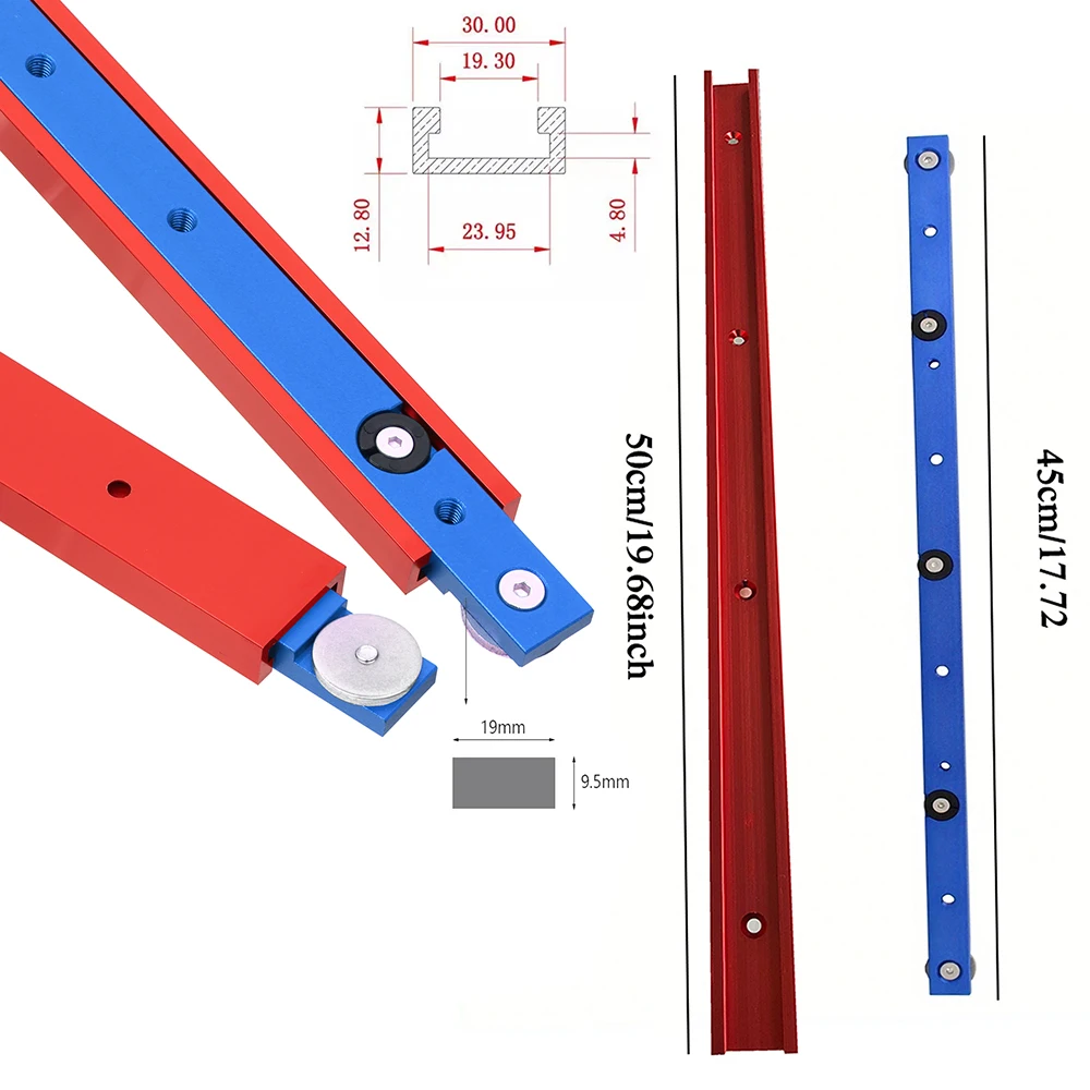 Curseur En T Pour Rail à Onglet – 450 Mm, En Alliage D'aluminium (TTrack Slider Pour Outils à Bois)