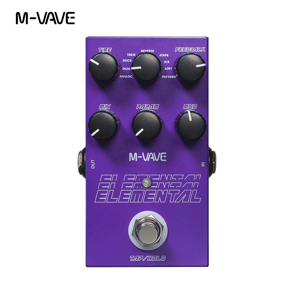 M-vave Elemental Digital Delay Pedal 9 Different Delay Guitar Effects Guitar Pedal Support for TAP and HOLD Mode