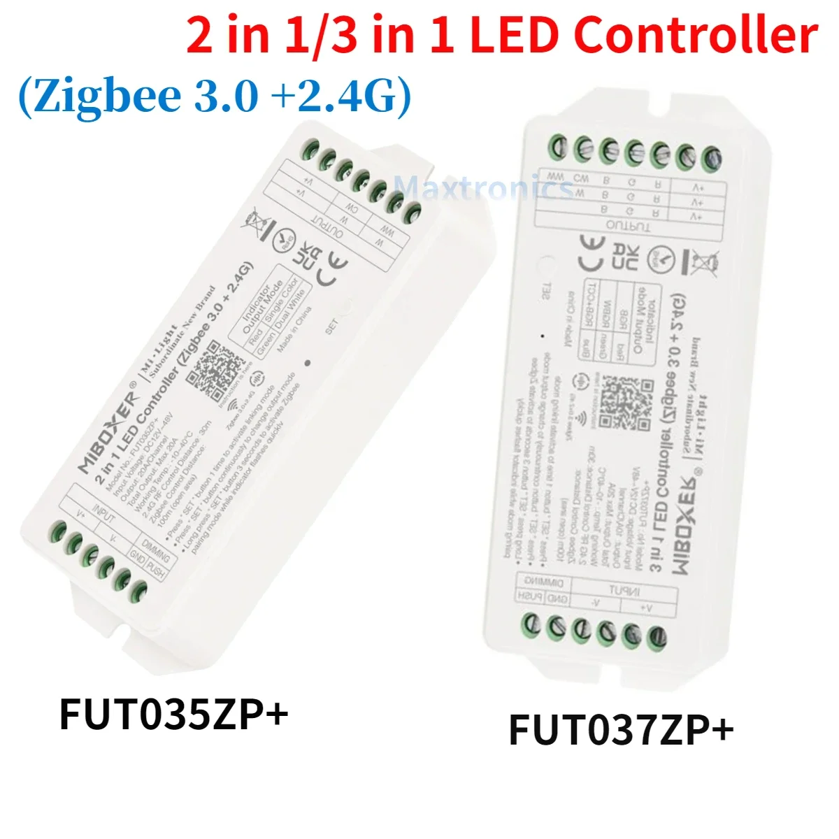 

Miboxer Zigbee 3.0 +2.4G LED Controller FUT035ZP+ / FUT037ZP+ Max 20A For Single Color/Dual White/RGB/RGBW/RGB+CCT Led Strips