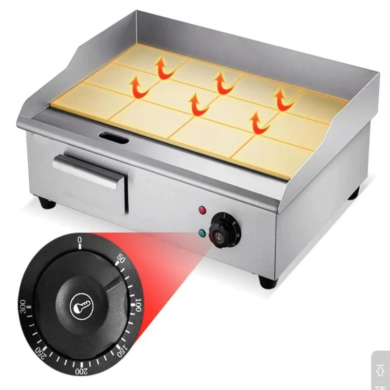 28" Commercial Electric Griddle 110V 3000W Electric Countertop Griddle Non-Stick Restaurant Teppanyaki Flat Top Grill Stainless 5