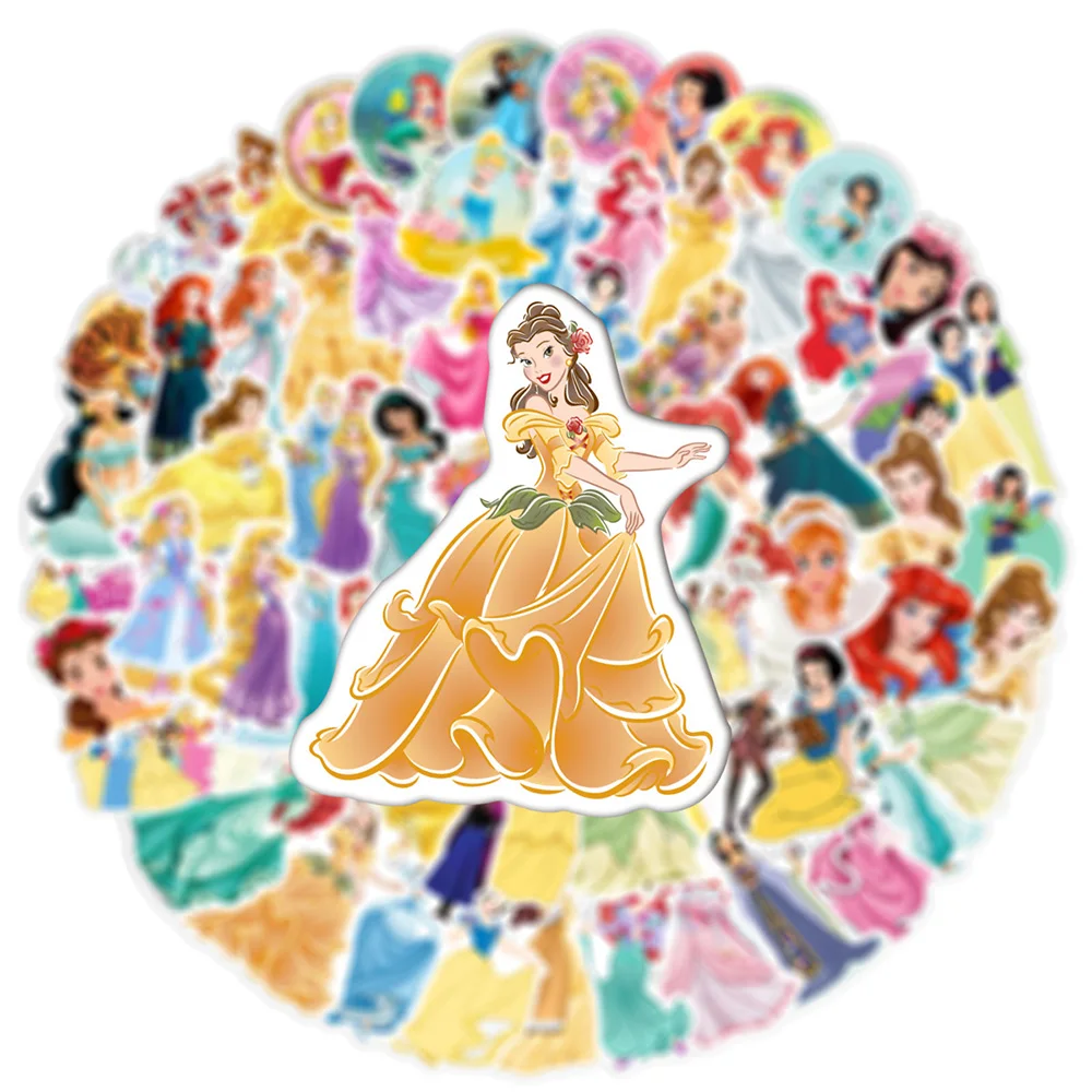 

10/30/50Pcs/Set Disney Princess Stickers Frozen Story Snow White DIY Luggage Laptop Diary Phone Aesthetic Kids Cartoon Stiker