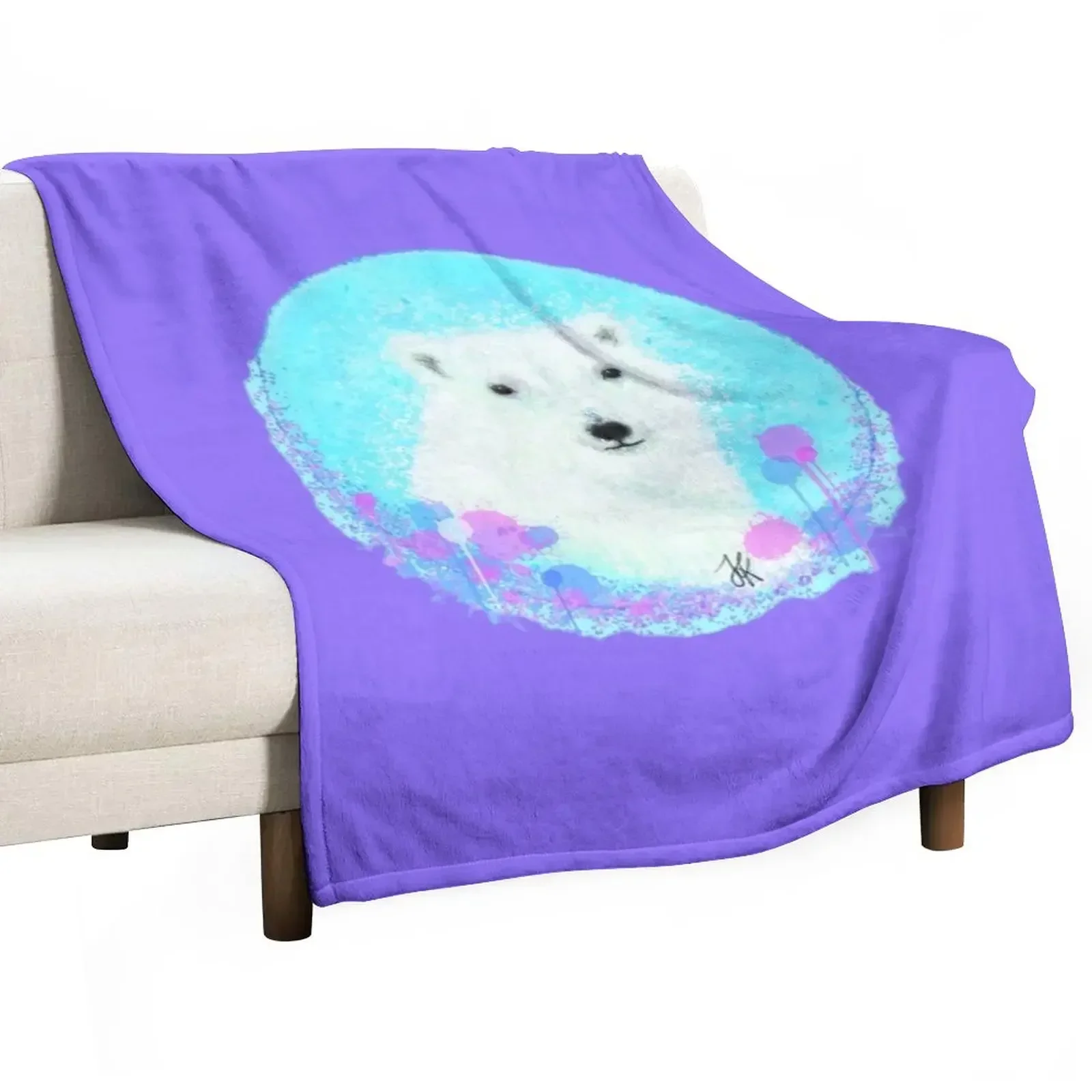 

Polar Bear HG Purple Throw Blanket Hairy decorative Single Blankets