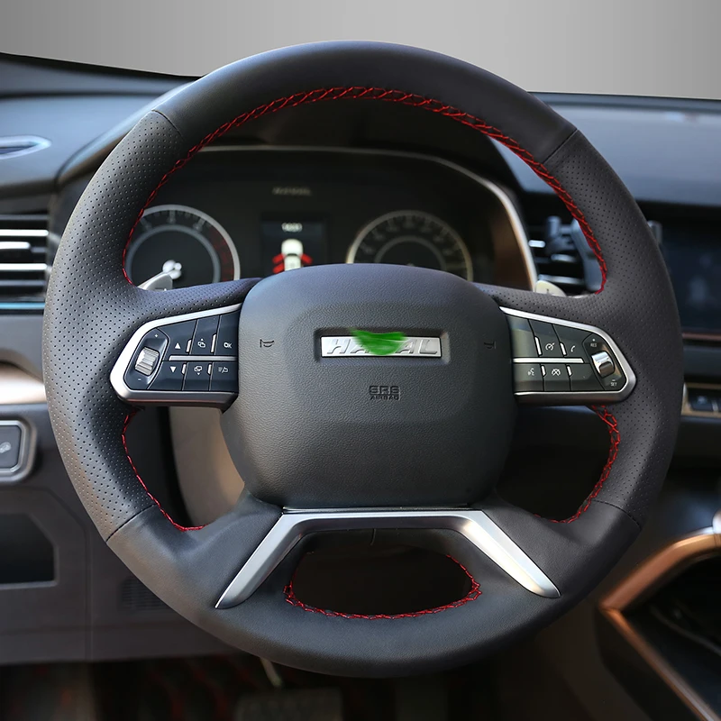 

For Harvard H6 Hand Stitched Left and right perforation Leather Car Steering Wheel Cover