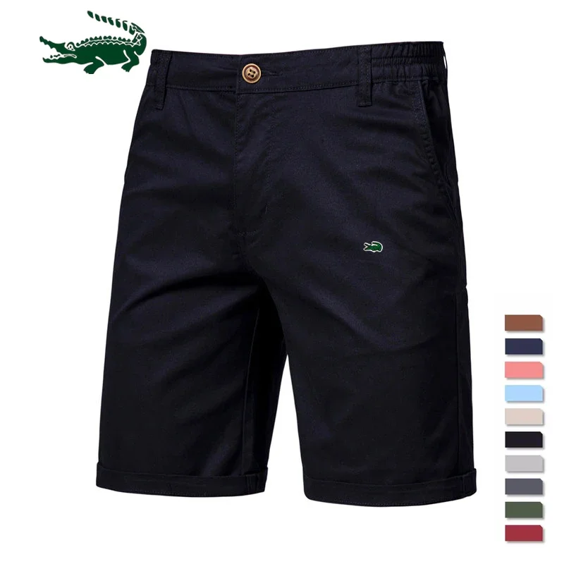 

2023 New Summer 100% Cotton Solid Shorts Men High Quality Casual Business Social Elastic Waist Men Shorts 10 Colors Beach Shorts
