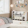 Bookcase with Seat Cushion and Adjustable Shelf, Storage Bench with Book Rack for Bedroom, Entryway,Playroom 2