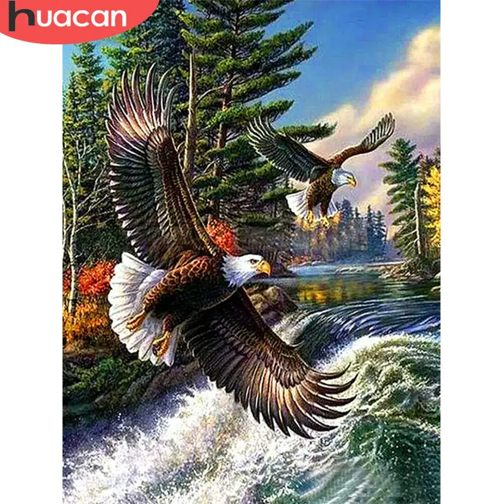 HUACAN 5d Diamond Painting Full Drill Square Eagle Decor For Home Mosaic Animal Picture Of Rhinestones Diamond Art