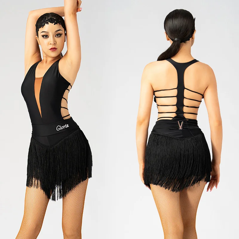 

Сексуальные топы для латиноамериканских танцев, женский наряд для танго, комбинезон для сальсы, сценический костюм с открытой спиной, одежда для бальных танцев, танцевальная одежда DL9417