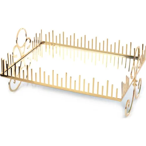 Laser Footed Presentation Gold Color Tray Aid Mubarak Decoration Ramadan Kareem Home Accessory | Дом и сад