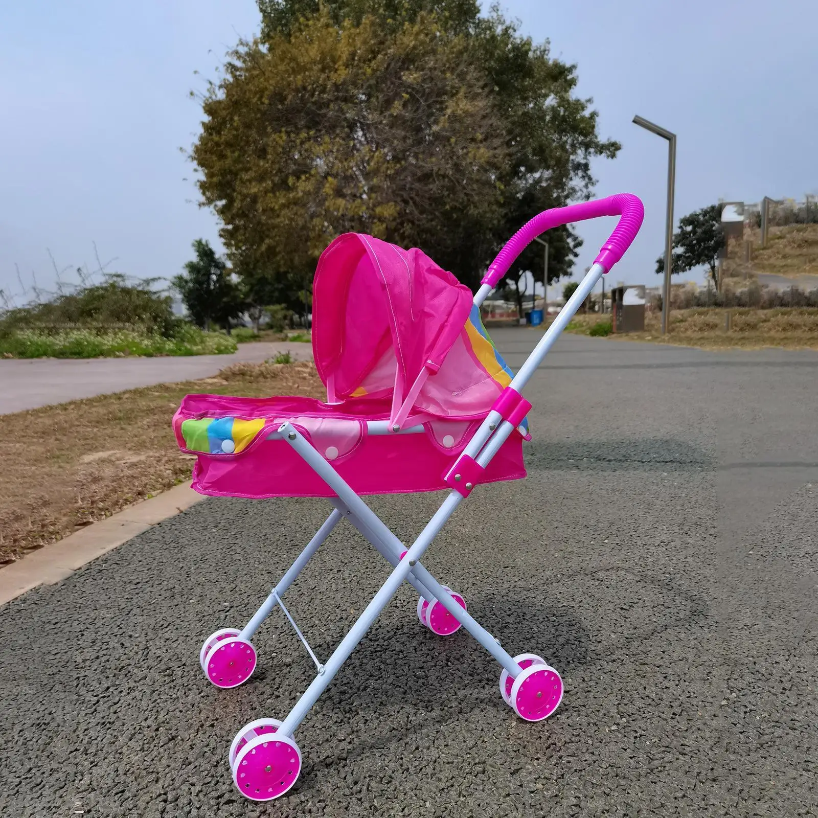 Doll Stroller Doll Accessories Toddlers Role Play Trolley for Infant Kids