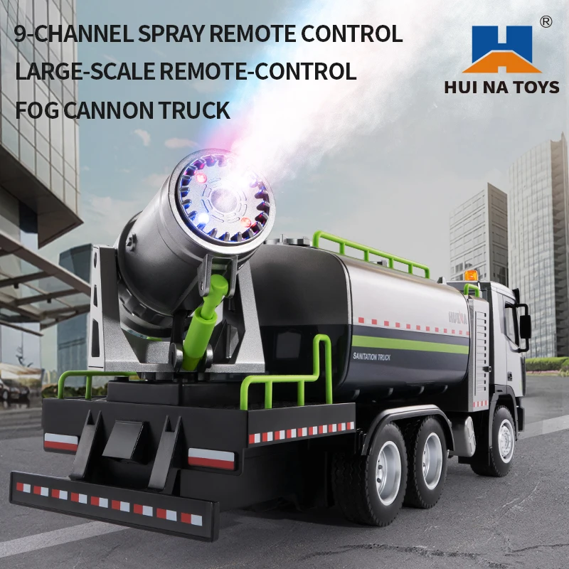 1/18 HUINA 9CH Plastic RC Spray Fog Cannon Truck Remote Control 1316 Car Model Toys W/ Radio Control Battery USB Charging Cable 2