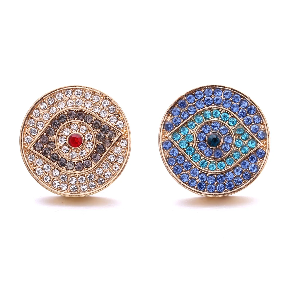20pcs 18mm Snap Jewelry Crystal Metal Eye 18mm Snap Buttons Diy Charm Snaps Buttons for Snap Button Bracelet Necklace