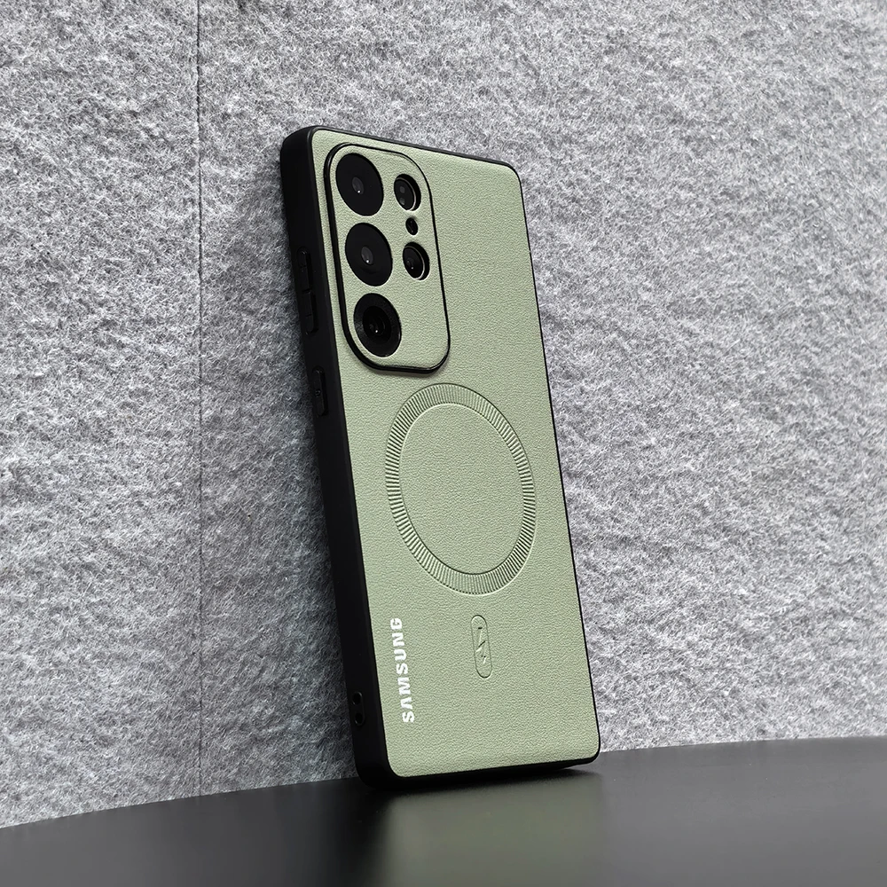 Litchi Pattern PU Leather Magnetic Phone Case with MagSafe Compatibility