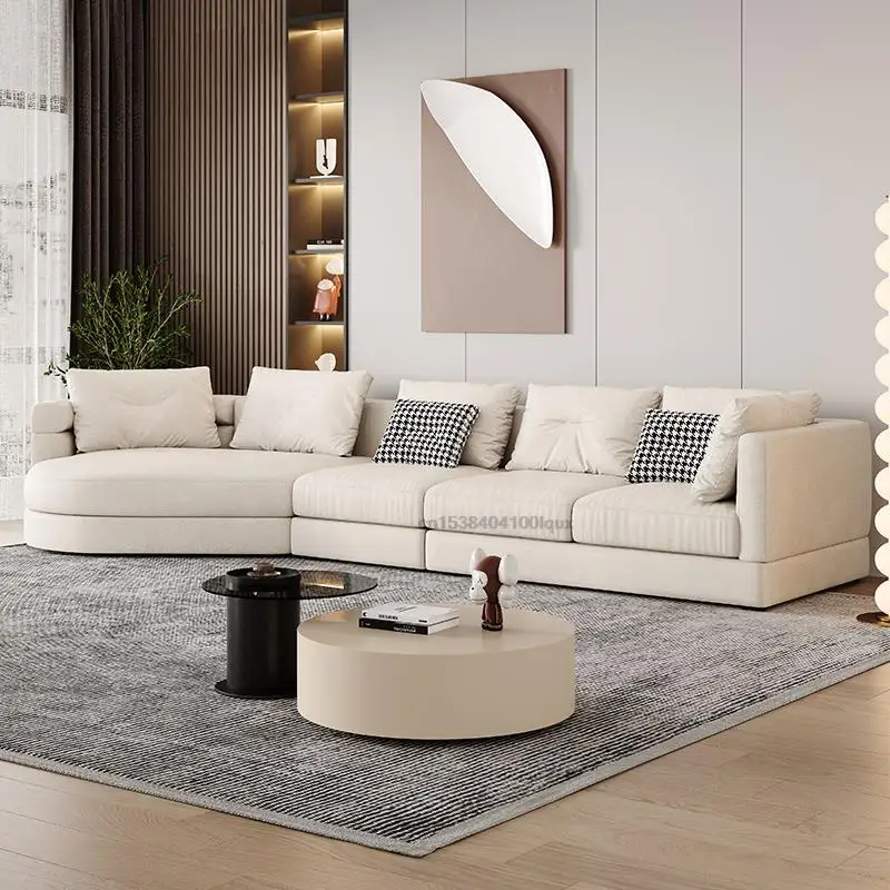 Curved Nordic Technology Fabric Corner Sofa Simple Modern Light Luxury Designer Living Room L-shaped Lounge Chaise Sofa Set