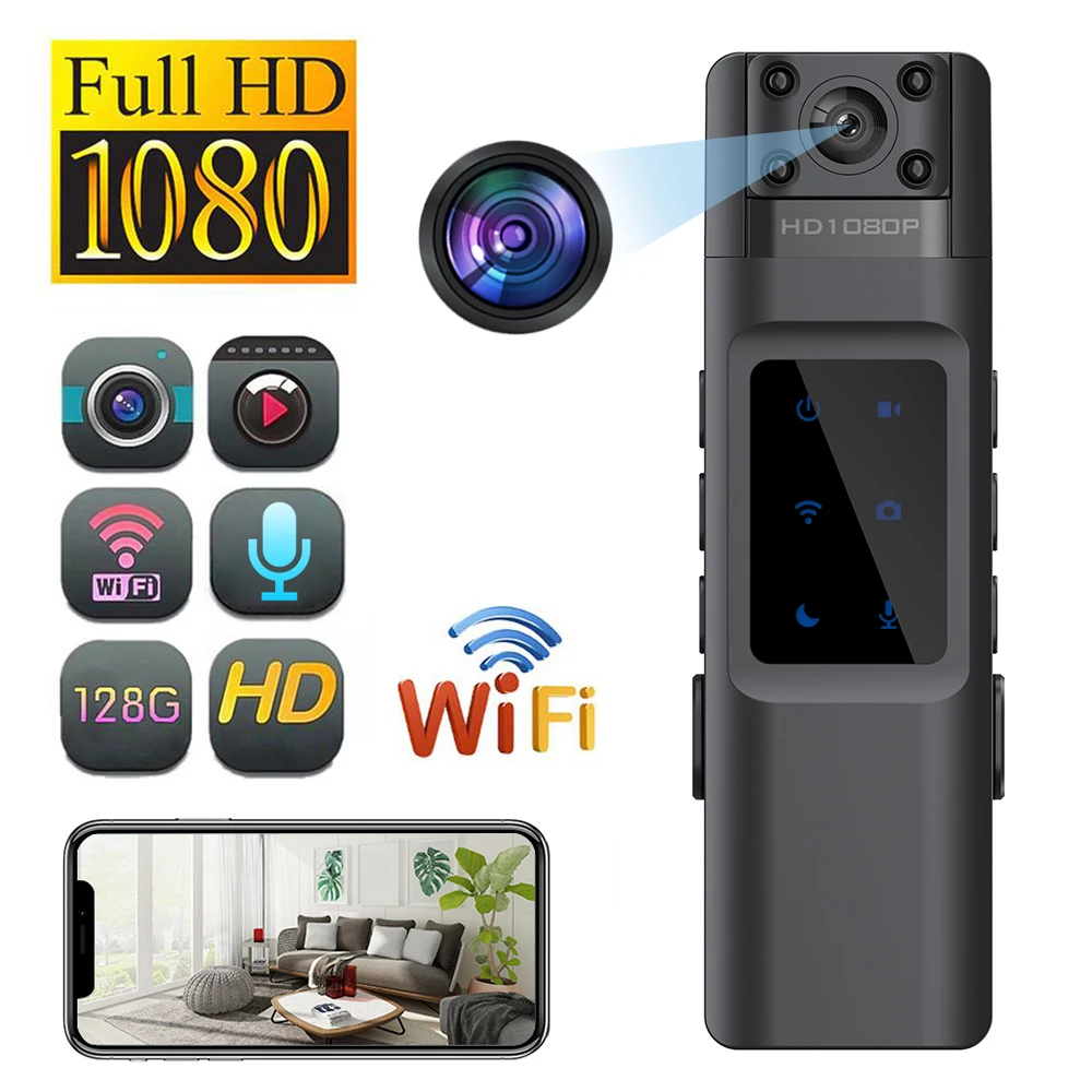 Hd 1080P Mini Telecamera Visione Notturna Rilevamento Del Movimento Telecamera Wifi Sport Dv Dvr 180 ° Obiettivo Rotante Videocamera Di Sorveglianza