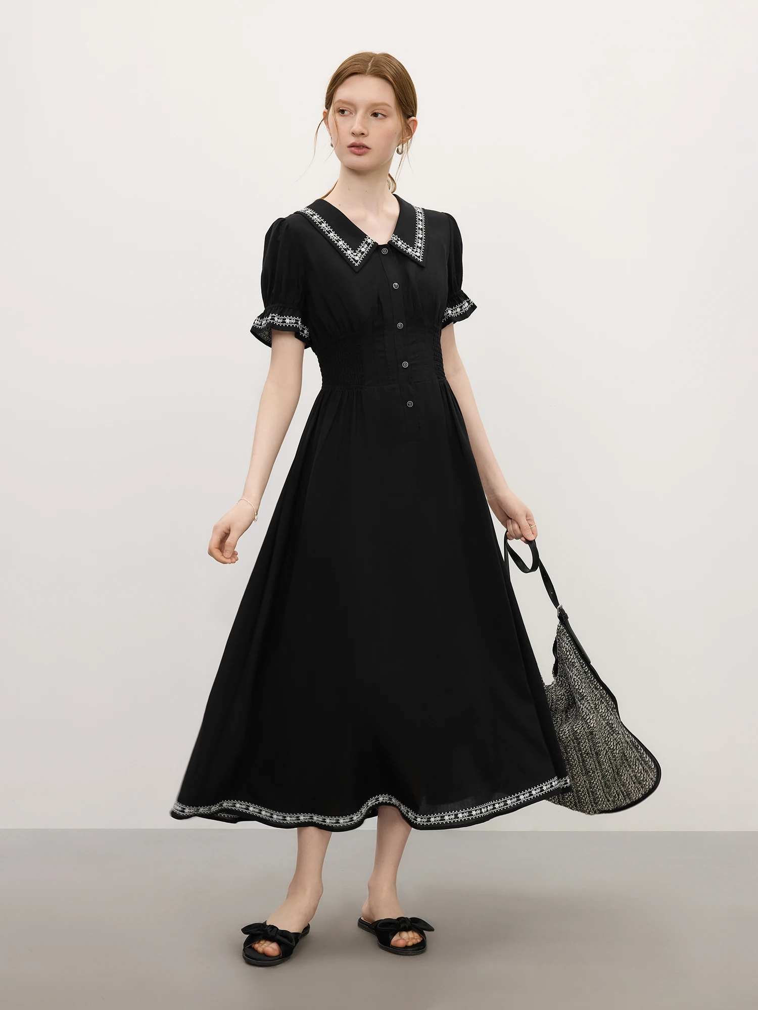 FSLE Black Dress Linen Elegant Commuting French Audrey Hepburn Style Women's Summer Short Sleeve Little Black Dress 25FS12841 - AliExpress 200000345 FSLE Black Dress Linen Elegant Commuting French Audrey Hepburn Style Women's Summer Short Sleeve Little Black Dress 25FS12841 - AliExpress 200000345