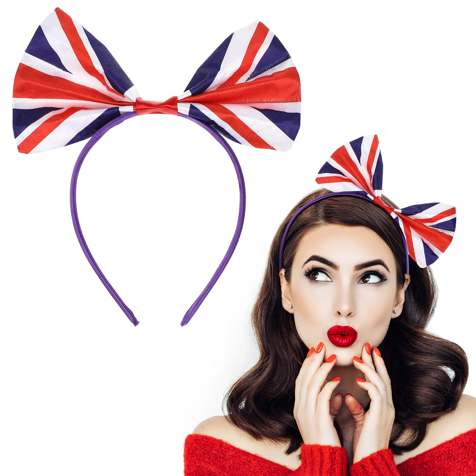 

Big Bowknot Headband Bow Headdress Fans Headband England Flag Headband Hair Accessories For Women Girls Hair Accessories