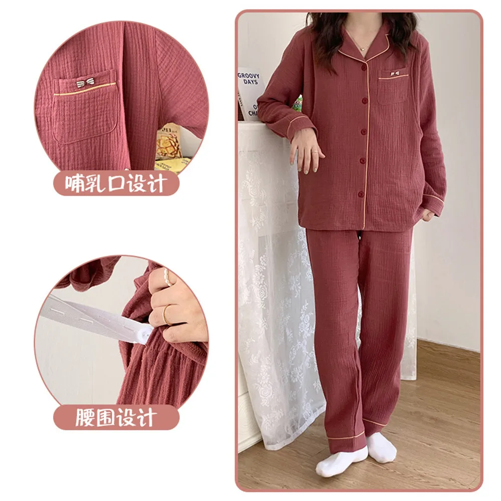 

Fdfklak Cotton Women's Pajamas Set For Pregnancy 2022 Autumn New Confinement Clothes For Postpartum Breastfeeding Nursing