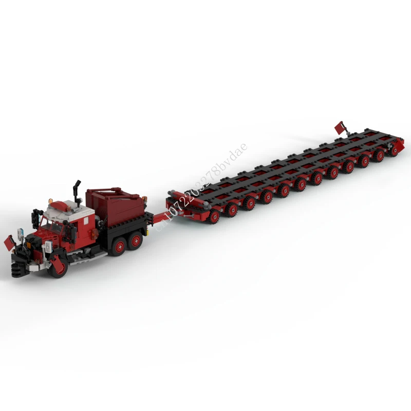 

1215PCS MOC City Transpor Heavy Haulage Setup Bogie Trailer and 6x4 Ballast Tractor Model Building Blocks Bricks DIY Toys Gifts