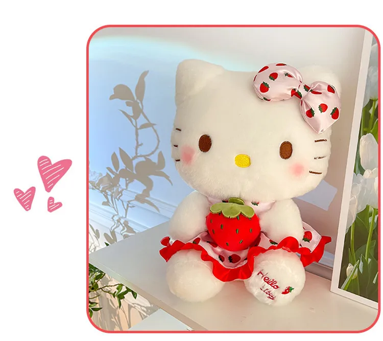 Hello Kitty Strawberry Plushies Stuff Doll Children Girl Throw Pillow Giant Stuffed Cuddly Gifts