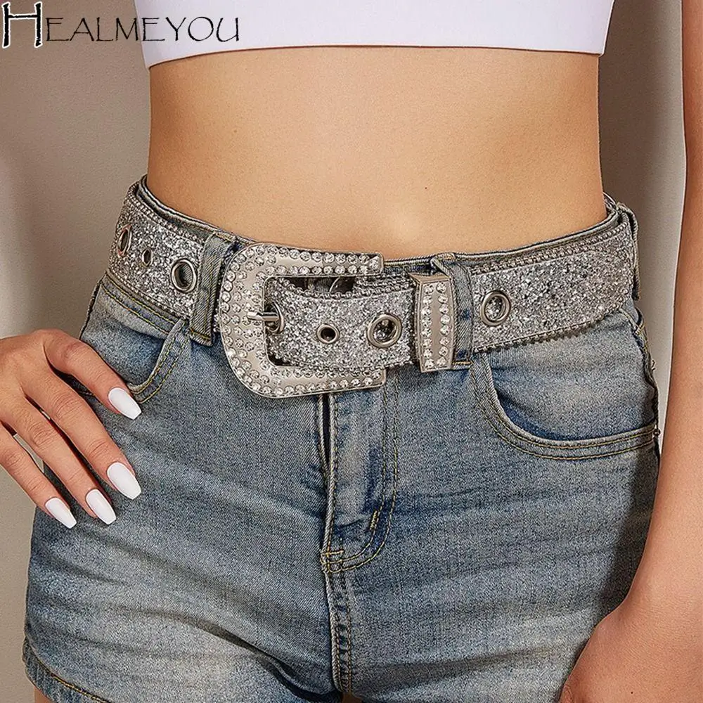 

Gothic Rhinestone Belt Women's PU Leather with Rhinestone Belt Western Cowboy Y2K Women's Jeans Men's Fashion Belt
