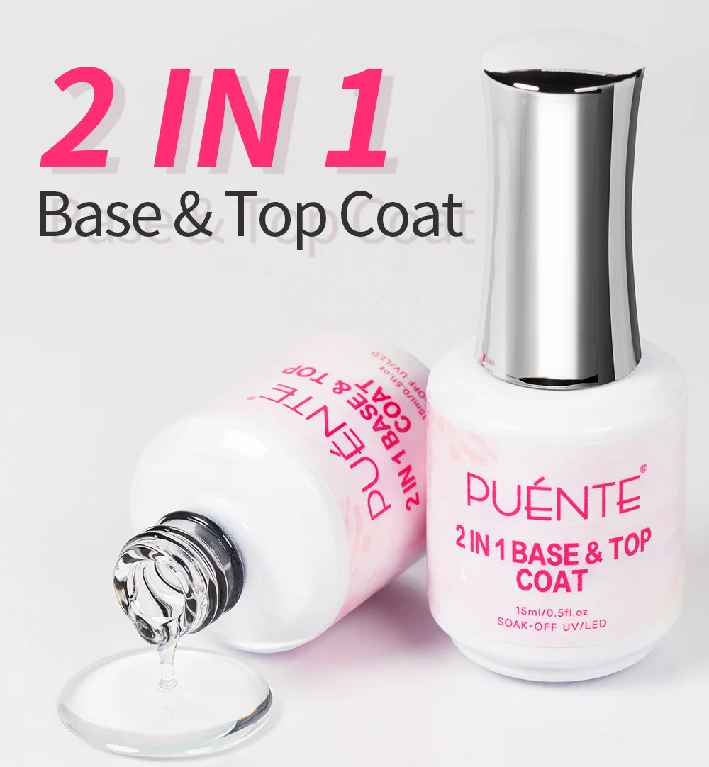 Description Picture 2 of item15ML 2 In 1 Base &Top Coat Gel Nail Polish Transparent Base Gel & Wipe Top Coat Soak Off UV LED Semi-Permanent Nail Varnish