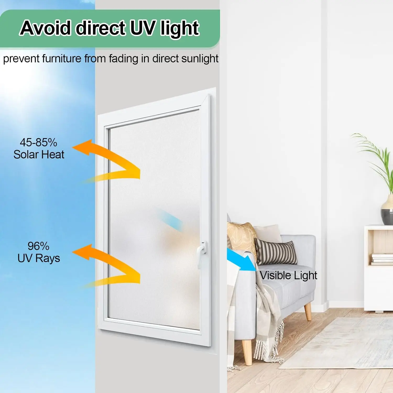 Window Film Frosted Glass Privacy Anti Uv Non Adhesive for Bathroom Home window film window privacy film