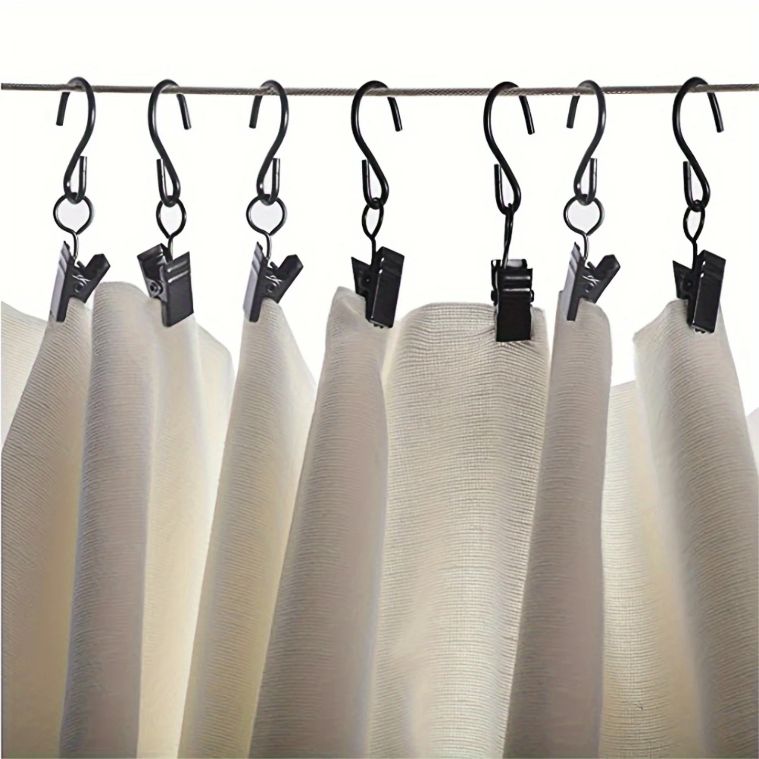 "Vintage" 50-Piece Classic Cast Iron S-Hook Curtain Clips For Small Windows-Decorative Drapery Holdbacks