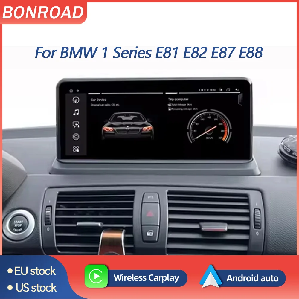 Wireless Carplay Android Auto Autoradio Multimedia-Player für BMW 1er E81 E82 E87 E88 Head Unit Touchscreen Rückfahr kamera GPS