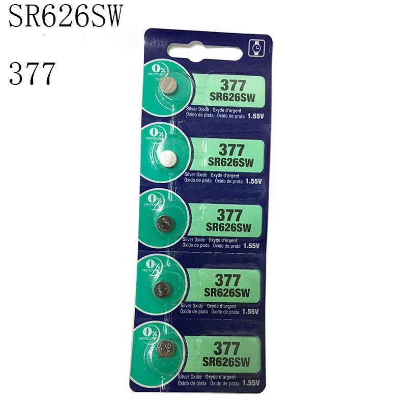 SR626SW /AG4/LR626/377 1.55V Silver oxide battery for Watch 5PC/LOT