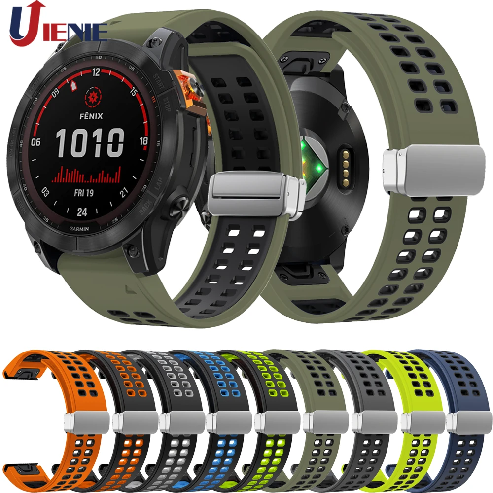 

22/26mm Silicone Watchband for Garmin Fenix 5x 5 Plus 7 7x 6x 6 Pro instinct Enduro Strap Quick Fit Magnetic Bracelet Wrist Band