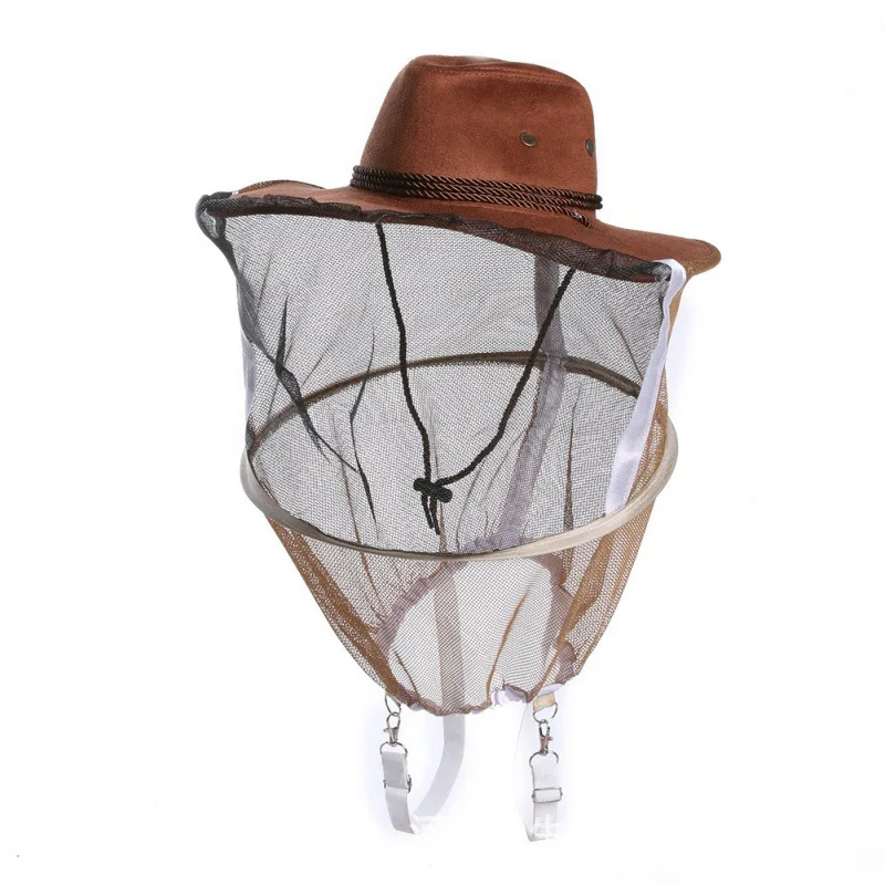 

X50 Beekeeping Cowboy Hat Beekeeper Anti Bee Hat Mosquito Insect Net Veil Head Face Protector Top Quality Beekeeping Equipment