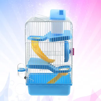 3 Layers 21X27X45Cm Large Hamster Cage Durable Plastic Pet With Slide Running Wheel Water Bottle Leakproof Quiet 1