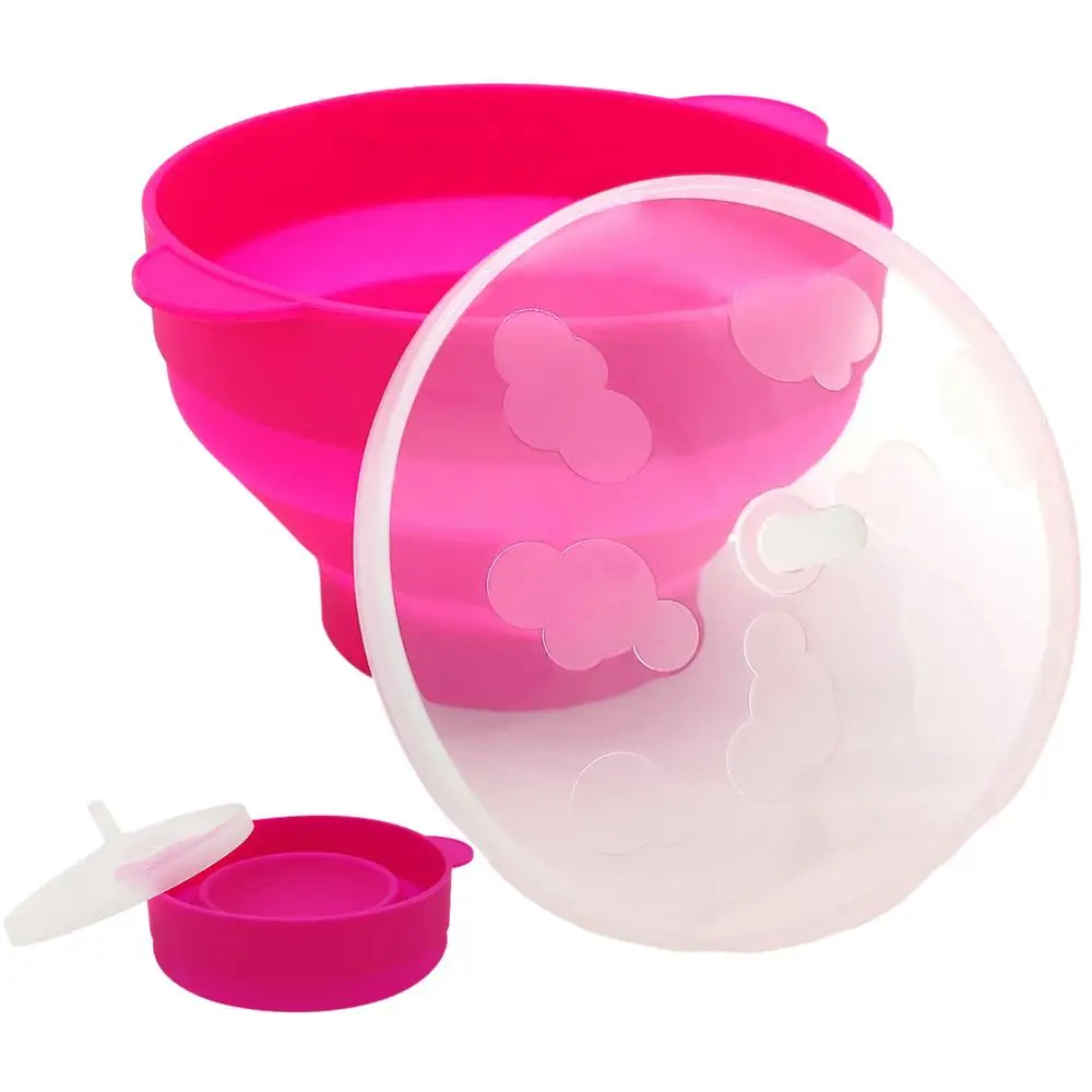 Kitchen Microwave Popcorn Bowl Bucket Silicone DIY Red Popcorn Maker with Lid Chips Fruit Dish High Quality Easy Tools Popcorn