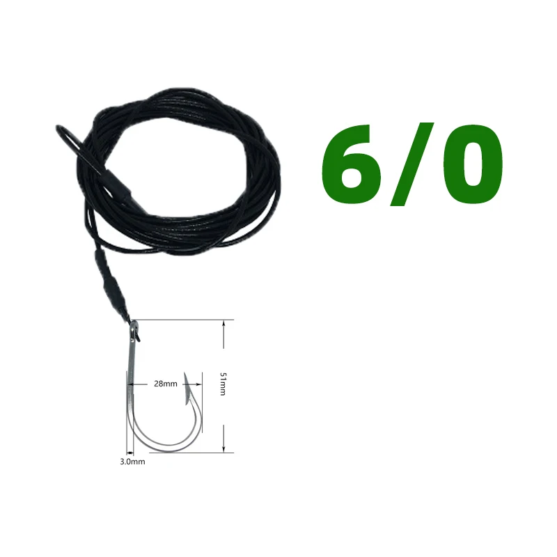 1pcs Big Game Shark Fishing Hooks with 9.8ft Nylon Coated Cable