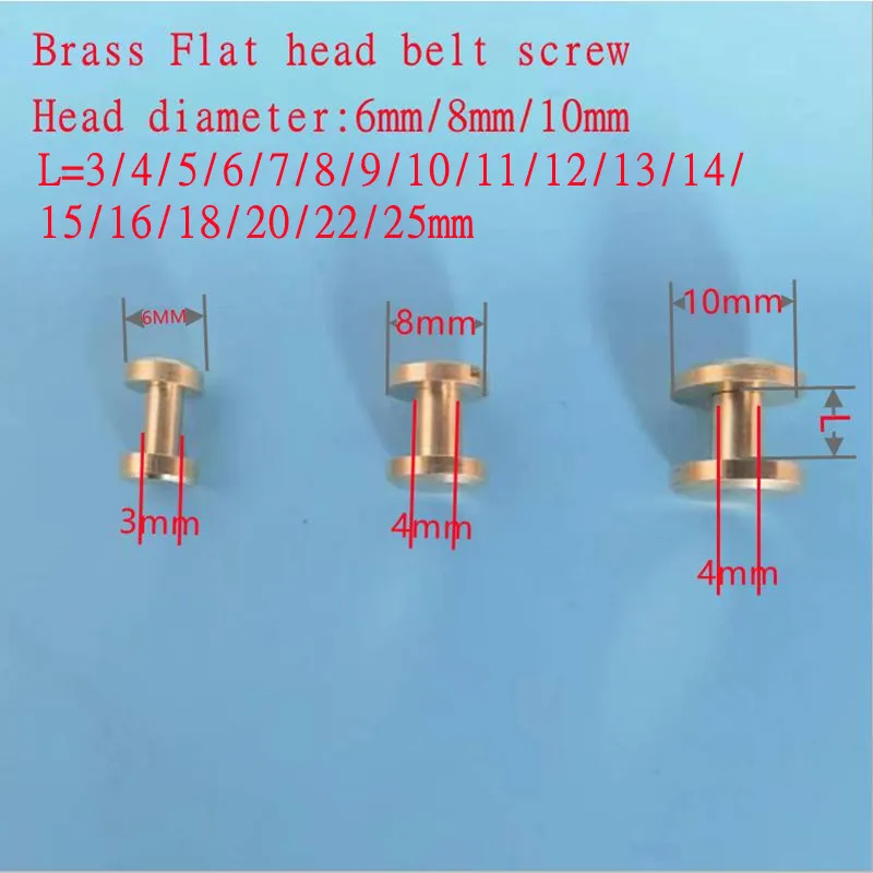 Rivets And Fasteners Rivets And Screws Binding Screws 10/50sets head Dia 6mm 8mm 10mm brass flat chicago screw Leather Craft Belt Screw Nail Rivet